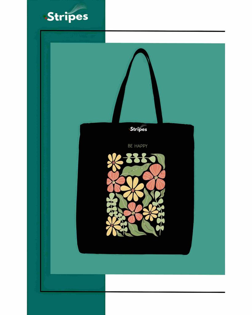 Basic Printed Tote Bag Black
