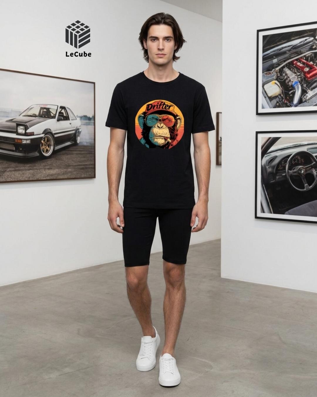 Drifter Ape Graphic Black T-Shirt | Le Cube Drifter Ape Graphic Black T-Shirt | Le Cube - Image 1