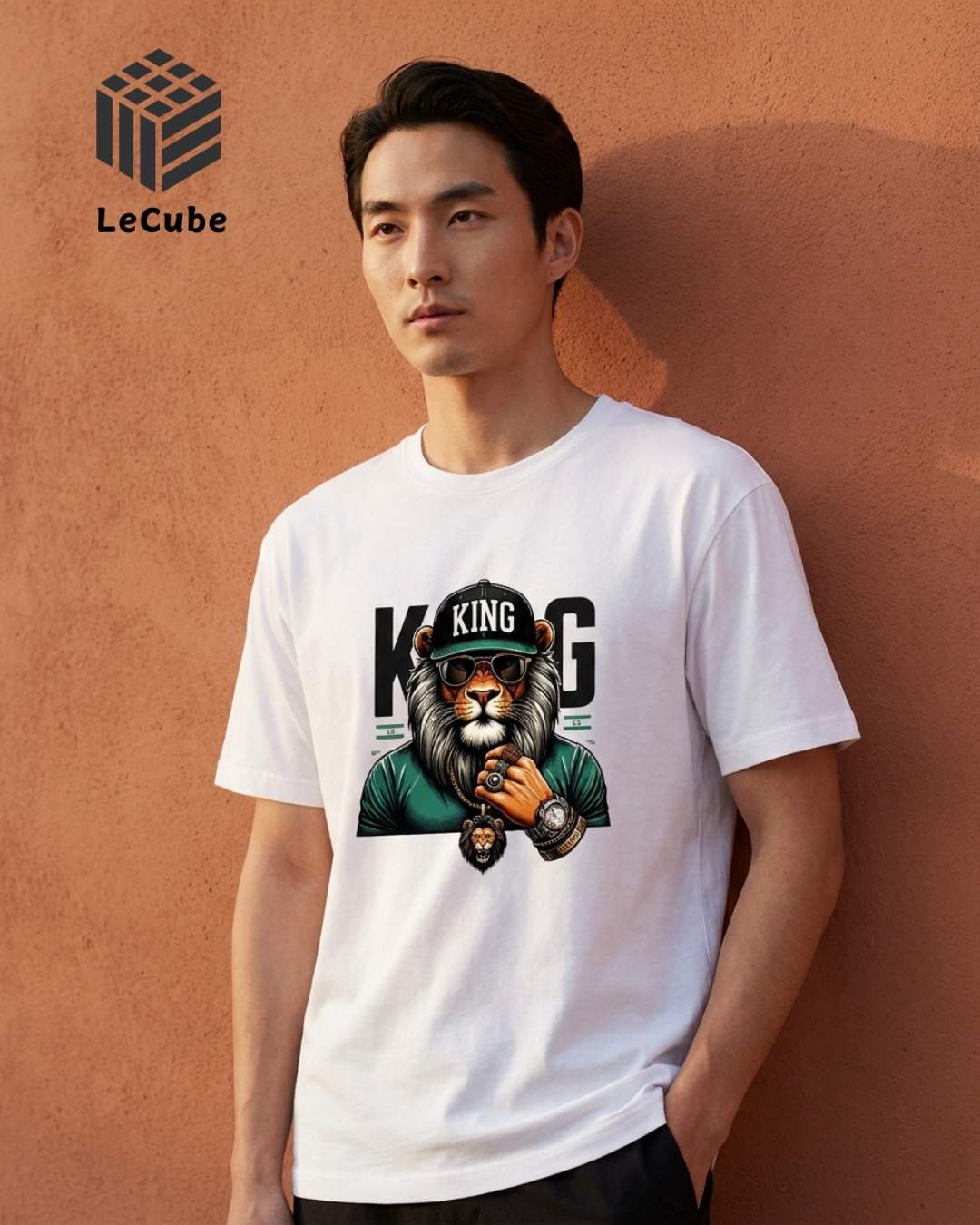 King Lion Graphic White T-Shirt | Le Cube King Lion Graphic White T-Shirt | Le Cube - Image 1