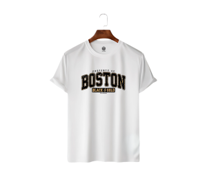 BOSTON Black & Gold Graphic White T-Shirt | Le Cube - Image 3