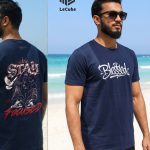Blessed x "Stay Focused" Navy Blue Graphic T-Shirt | LeCube