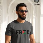 Free Palestine Typography T-Shirt| 180 GSM| 100% Combed Cotton by LeCube