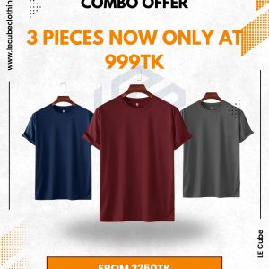 Premium Solid T-Shirt 3-in-1 Combo Offer @ 999 Tk BD | LeCube| Size XL & XXL