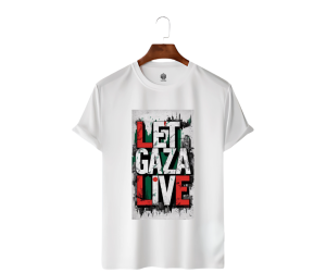LeCube “Let Gaza Live” Premium Cotton T-Shirt – 180 GSM Combed Cotton | Faith, Freedom & Streetwear| Free Palestine T-shirt
