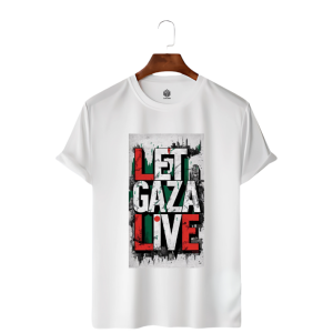 LeCube “Let Gaza Live” Premium Cotton T-Shirt – 180 GSM Combed Cotton | Faith, Freedom & Streetwear| Free Palestine T-shirt