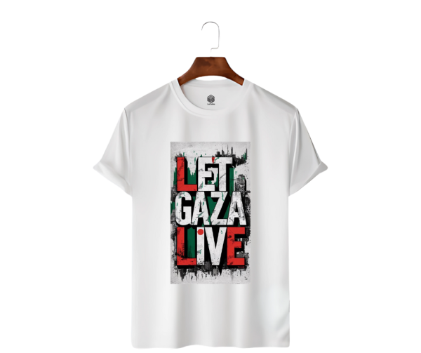 LeCube “Let Gaza Live” Premium Cotton T-Shirt – 180 GSM Combed Cotton | Faith, Freedom & Streetwear| Free Palestine T-shirt