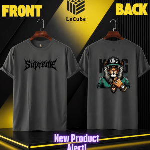 Supreme King Lion" Dark Grey Graphic T-Shirt | LeCube