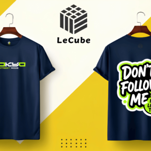 "Tokyo Street Mode" x "Don't Follow Me I'm Lost Too" Navy Blue Graphic T-Shirt | LeCube