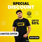LeCube Men's Black "NOS" Graphic Printed 100% Combed Cotton T-Shirt