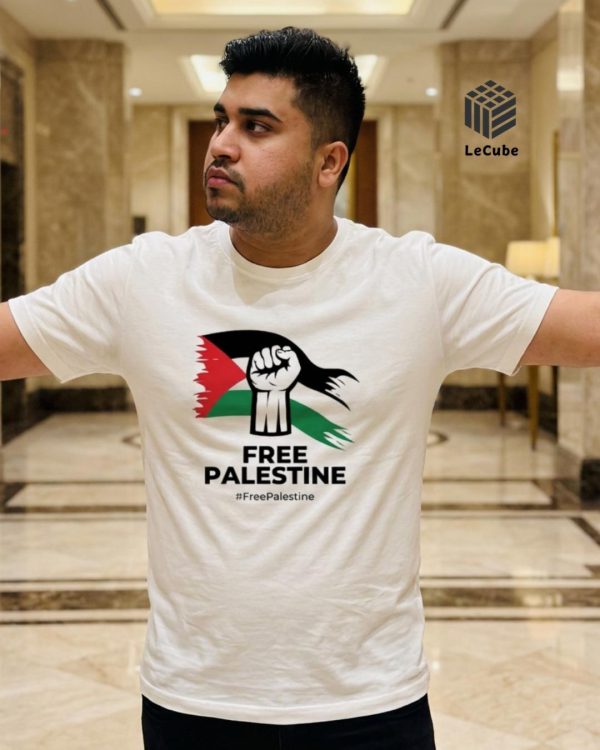 Free Palestine Graphic White T-Shirt - 100% Combed Cotton | Le Cube